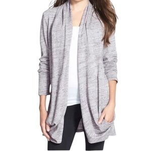 UGG Long Open Cardigan Shawl Collar Slouchy Pockets Navy Heather Lagenlook Small